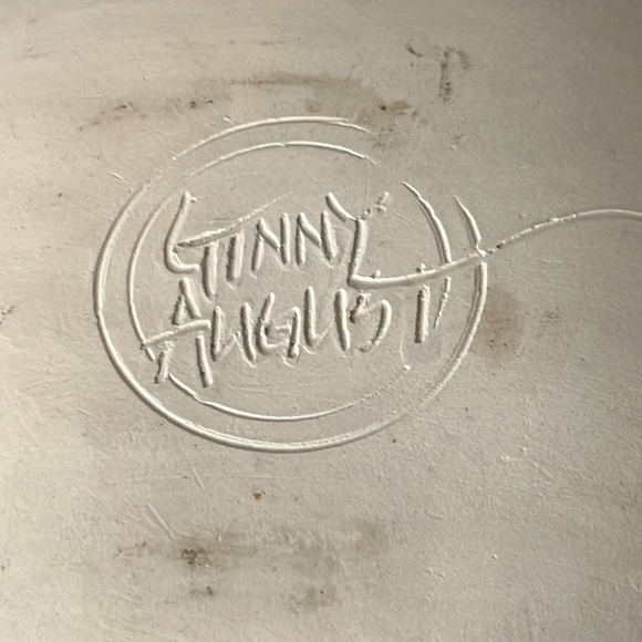 Handmade Studio Art Pottery Ginny August Light Sea Green Handled Boat Bowl - Picture 7 of 8